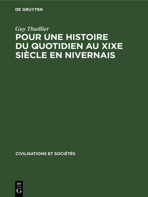 cover image of Pour une histoire du quotidien au XIXe siècle en Nivernais